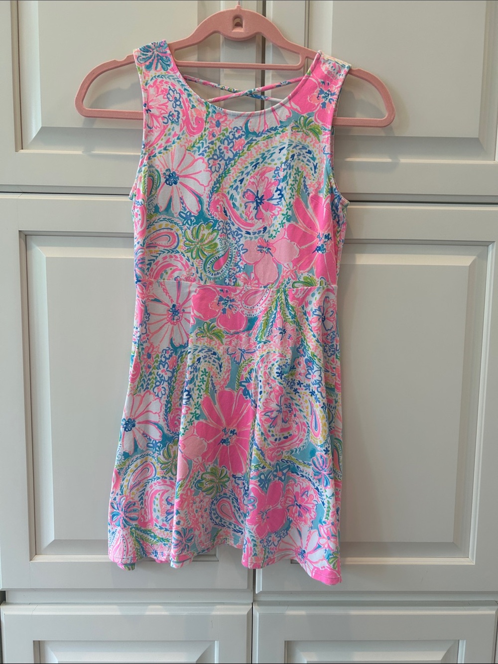 Lilly Pulitzer Pink Paisley & Floral Sleeveless Fit and Flare Girls Dress 12